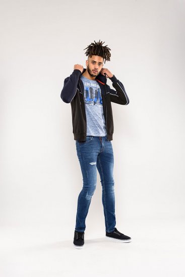 D555 Vincent Full Zip Hoody With Chest And Sleeve Piping Detail - Sweatshirts & hoodies - Sweatshirts/Hoodies grande taille homme