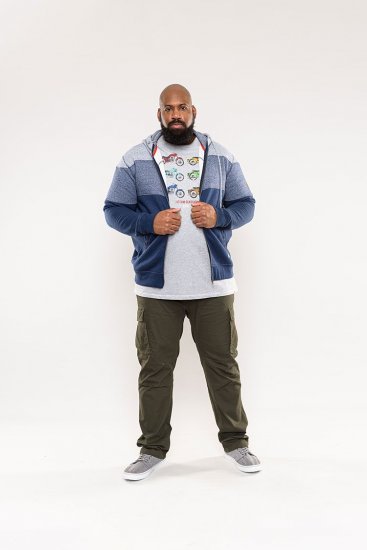 D555 Columbus Cut And Sew Panelled Zip Through Hoody Blue - Sweatshirts & hoodies - Sweatshirts/Hoodies grande taille homme