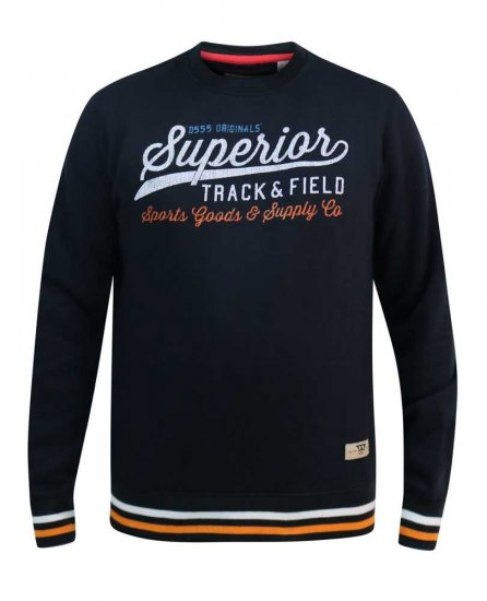 D555 Marlow Printed Crew Neck Sweatshirt Navy - Sweatshirts & hoodies - Sweatshirts/Hoodies grande taille homme