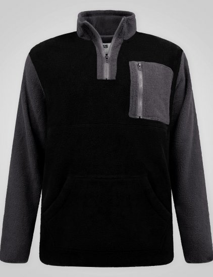 D555 Daly Quarter Zip Fleece Sweatshirt Noir/Gris - Sweatshirts & hoodies - Sweatshirts/Hoodies grande taille homme