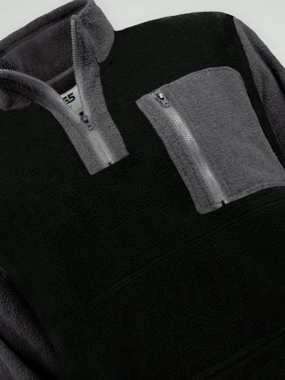 D555 Daly Quarter Zip Fleece Sweatshirt Noir/Gris - Sweatshirts & hoodies - Sweatshirts/Hoodies grande taille homme
