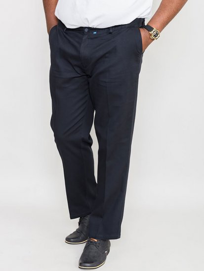 D555 Bruno Stretch Chino pants with Extenda Waist Indigo Blue - Jeans et pantalons - Jeans et Pantalons grande taille 