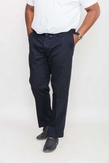 D555 Bruno Stretch Chino pants with Extenda Waist Indigo Blue - Jeans et pantalons - Jeans et Pantalons grande taille 