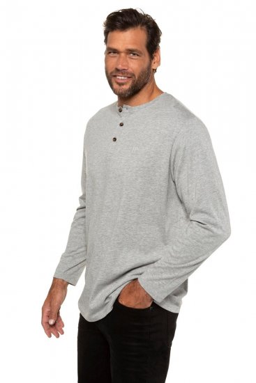 JP1880 702555 T-shirt Henley à manches longues Gris chiné - T-shirts - T-shirts Homme Grande Taille