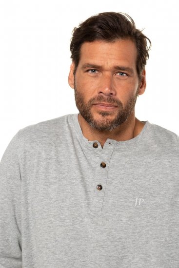JP1880 702555 T-shirt Henley à manches longues Gris chiné - T-shirts - T-shirts Homme Grande Taille
