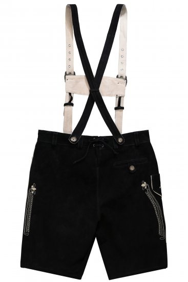 JP1880 Genuine Leather Traditional Lederhosen Shorts Black - Shorts - Shorts hommes grande taille