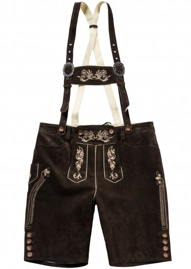 JP1880 Genuine Leather Traditional Lederhosen Shorts Brown - Shorts - Shorts hommes grande taille