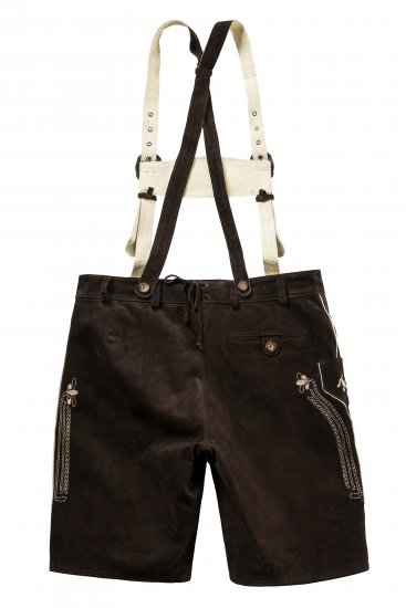 JP1880 Genuine Leather Traditional Lederhosen Shorts Brown - Shorts - Shorts hommes grande taille