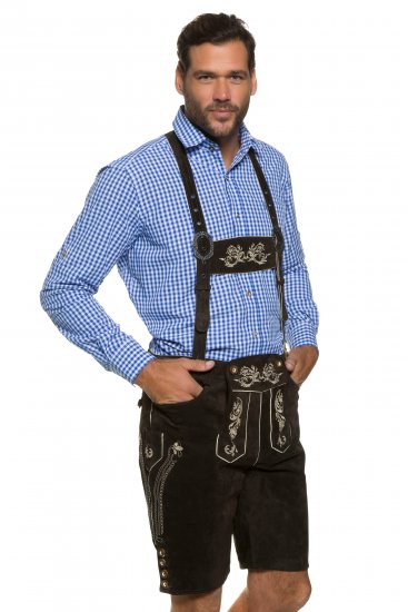 JP1880 Genuine Leather Traditional Lederhosen Shorts Brown - Shorts - Shorts hommes grande taille