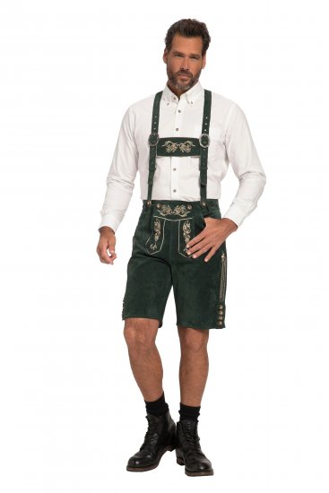 JP1880 Genuine Leather Traditional Lederhosen Shorts Green - Shorts - Shorts hommes grande taille