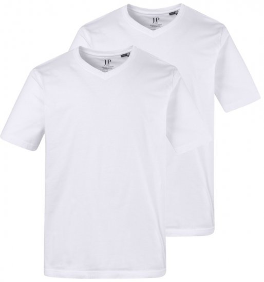 JP1880 711318 T-shirt à col V lot de 2 Blanc - T-shirts - T-shirts Homme Grande Taille