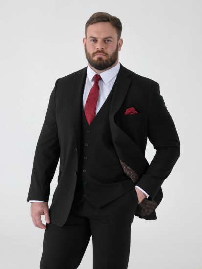 D555 Ted 4 Way Stretch Tailored Suit Jacket Noir - Costumes - Costumes grandes tailles 