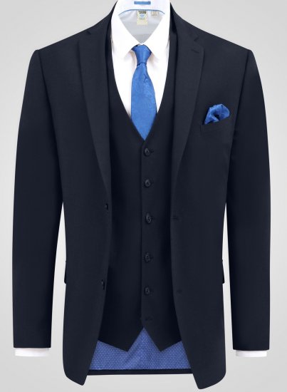 D555 Ted 4 Way Stretch Tailored Suit Jacket Bleu marine - Costumes - Costumes grandes tailles 