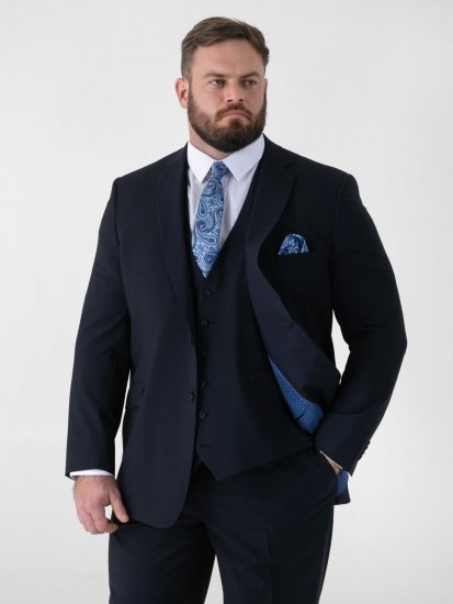 D555 Ted 4 Way Stretch Tailored Suit Jacket Bleu marine - Costumes - Costumes grandes tailles 