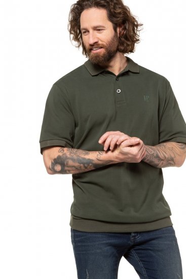 JP1880 712617 Polo coupe ventre Olive foncé - Polos - Polos homme grande taille