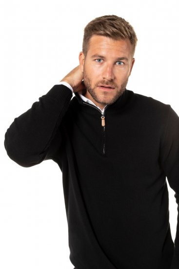 JP1880 716842 Pull tricoté col zippé Noir - Sweatshirts & hoodies - Sweatshirts/Hoodies grande taille homme