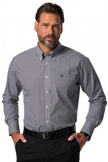 JP1880 722859 Chemise à carreaux vichy manches longues Noir - Chemises - Chemises Grandes Tailles Hommes