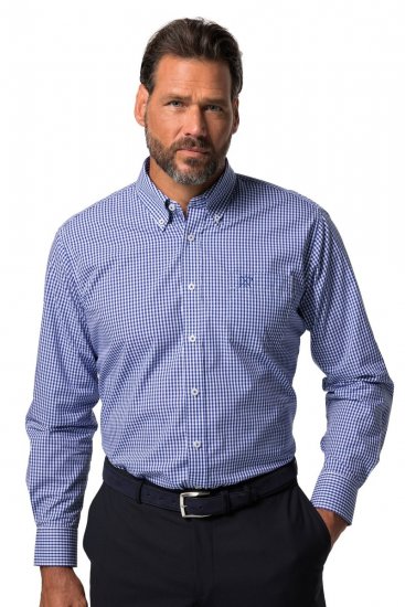 JP1880 722859 Chemise à carreaux vichy manches longues Bleu clair - Chemises - Chemises Grandes Tailles Hommes