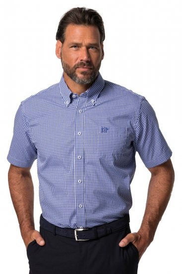JP1880 722860 Chemise à carreaux vichy manches courtes Bleu clair - Chemises - Chemises Grandes Tailles Hommes
