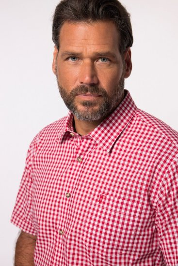 JP1880 Shirt Traditional Checked Short Sleeve Red - Chemises - Chemises Grandes Tailles Hommes