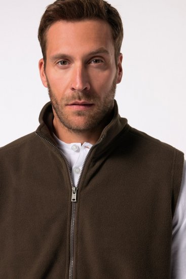 JP1880 Fleece Vest Stand-up Collar Brown - Vestes - Vestes homme grandes tailles