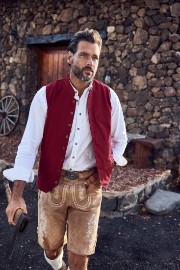 JP1880 Premium Goat Suede Staghorn Embroidery Shorts Leather Brown - Shorts - Shorts hommes grande taille