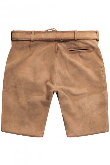 JP1880 Premium Goat Suede Staghorn Embroidery Shorts Leather Brown - Shorts - Shorts hommes grande taille