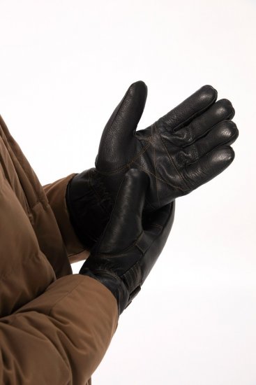 JP1880 Gloves Leather Warm Lining Black - Gants - 