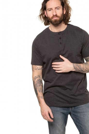 JP1880 726695 T-shirt Henley Gris foncé - T-shirts - T-shirts Homme Grande Taille