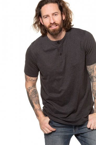 JP1880 726695 T-shirt Henley Gris foncé - T-shirts - T-shirts Homme Grande Taille