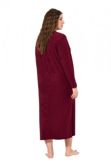 Ulla Popken 749967 Peignoir en éponge à fermeture éclair Bordeaux - Robes de chambre & peignoirs - 