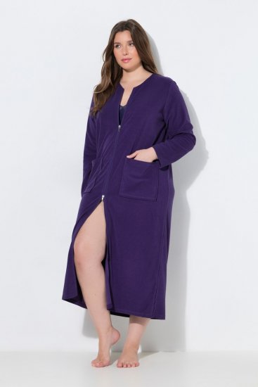 Ulla Popken 749967 Peignoir en éponge à fermeture éclair Multicolore - Robes de chambre & peignoirs - 