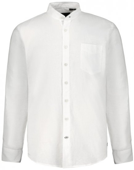 JP1880 790394 Chemise manches longues en lin mélangé à col montant Blanc TALL - TALL chemises - Chemises coupe TALL