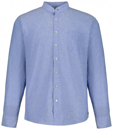 JP1880 790394 Chemise manches longues en lin mélangé à col montant Bleu gris TALL - TALL chemises - Chemises coupe TALL