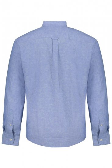 JP1880 790394 Chemise manches longues en lin mélangé à col montant Bleu gris TALL - TALL chemises - Chemises coupe TALL