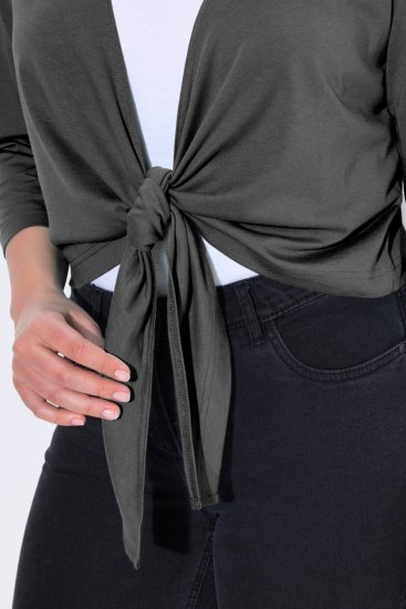 Ulla Popken 794514 Boléro en jersey à nouer Anthracite - Boléros - 