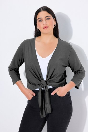 Ulla Popken 794514 Boléro en jersey à nouer Anthracite - Boléros - 