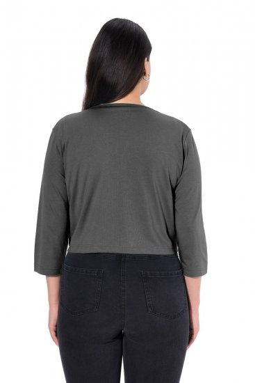 Ulla Popken 794514 Boléro en jersey à nouer Anthracite - Boléros - 