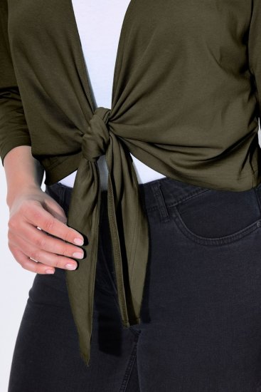 Ulla Popken 794514 Boléro en jersey à nouer Vert foncé - Boléros - 