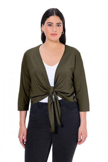 Ulla Popken 794514 Boléro en jersey à nouer Vert foncé - Boléros - 