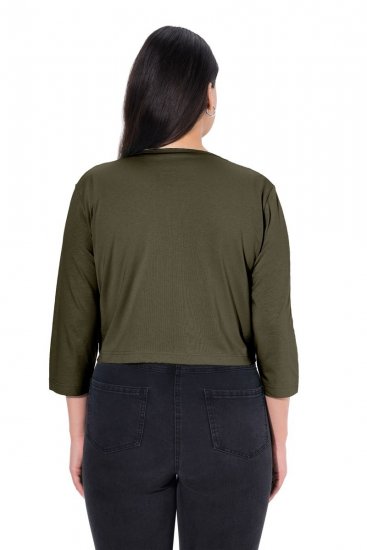 Ulla Popken 794514 Boléro en jersey à nouer Vert foncé - Boléros - 