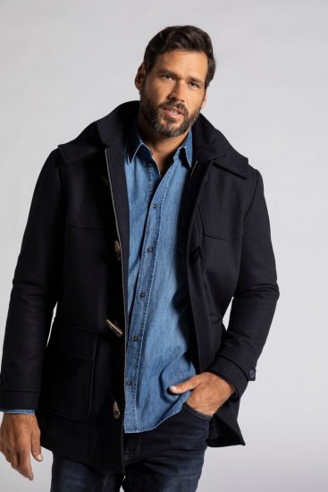 JP1880 Duffle Coat Water Repellent with Detachable Hood Navy - Vestes - Vestes homme grandes tailles