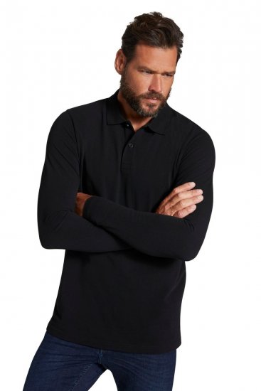 JP1880 799230 Polo à manches longues Noir - Polos - Polos homme grande taille