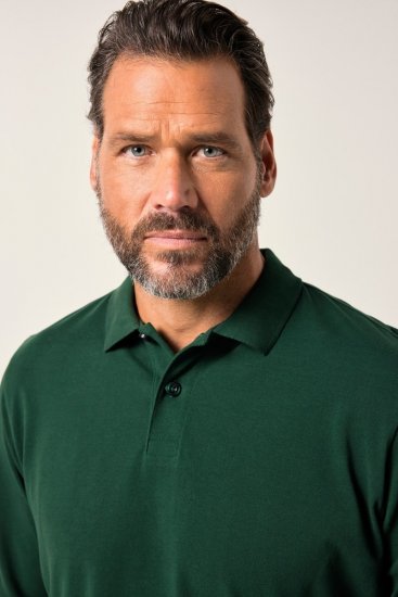 JP1880 Polo Shirt Long Sleeve Pique Dark Green - Polos - Polos homme grande taille