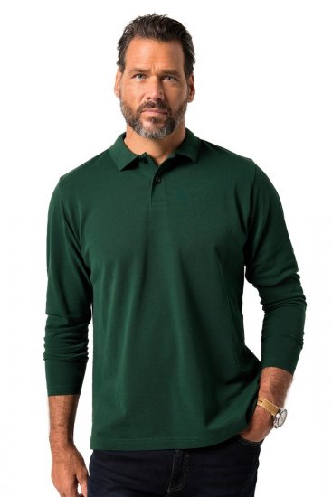 JP1880 Polo Shirt Long Sleeve Pique Dark Green - Polos - Polos homme grande taille