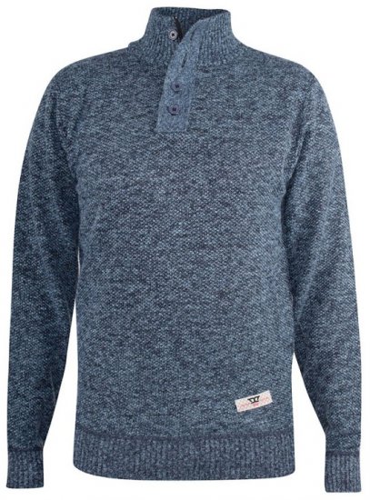 D555 Wilmington Zipper And Button Neck Sweater Blue - Sweatshirts & hoodies - Sweatshirts/Hoodies grande taille homme