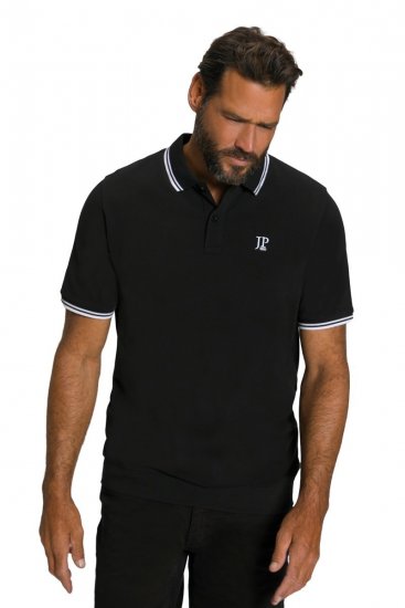 JP1880 802789 Polo à col contrastant blanc Noir - Polos - Polos homme grande taille
