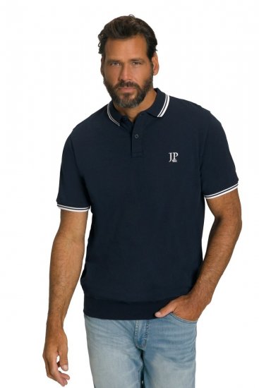 JP1880 802789 Polo à col contrastant blanc Bleu marine - Polos - Polos homme grande taille