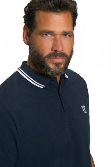 JP1880 802789 Polo à col contrastant blanc Bleu marine - Polos - Polos homme grande taille