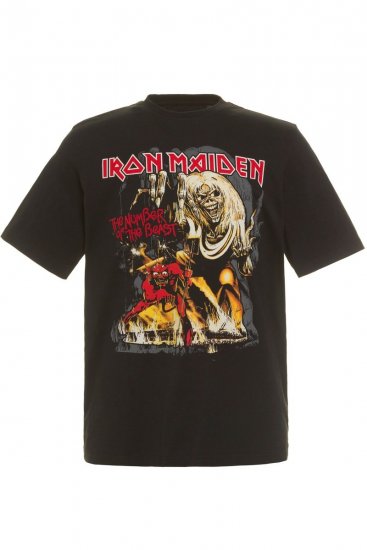 JP1880 Iron Maiden - Number of the Beast Graphic Comfort Fit Band T-Shirt Black - T-shirts - T-shirts Homme Grande Taille